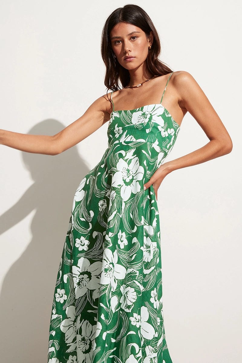 Alexandre Midi Dress - Camara Floral Print-Green