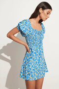 Domenica Mini Dress - Lou Floral Print Blue