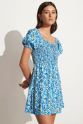 Domenica Mini Dress - Lou Floral Print Blue