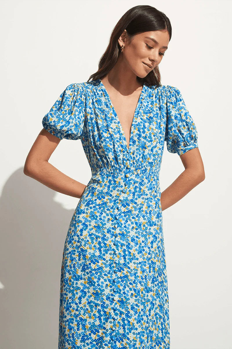 Bellavista Midi Dress - Lou Floral Print Blue