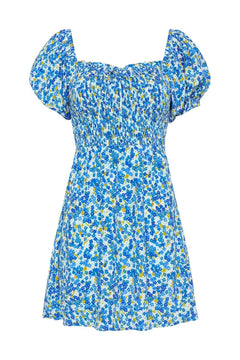 Domenica Mini Dress - Lou Floral Print Blue