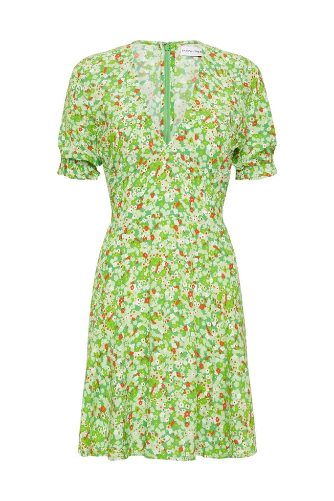 La Belle Mini Dress - Lou Floral Print Green