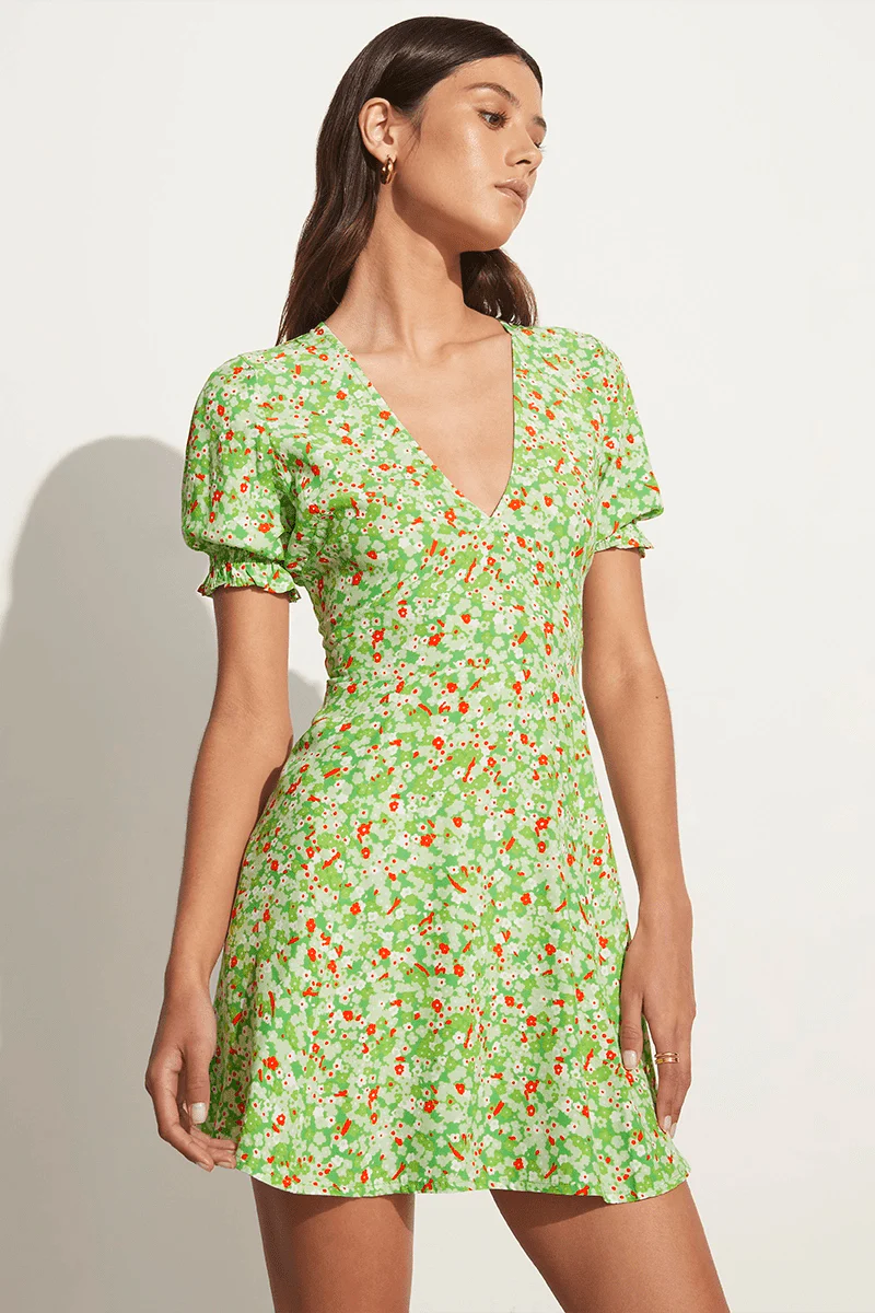 La Belle Mini Dress - Lou Floral Print Green