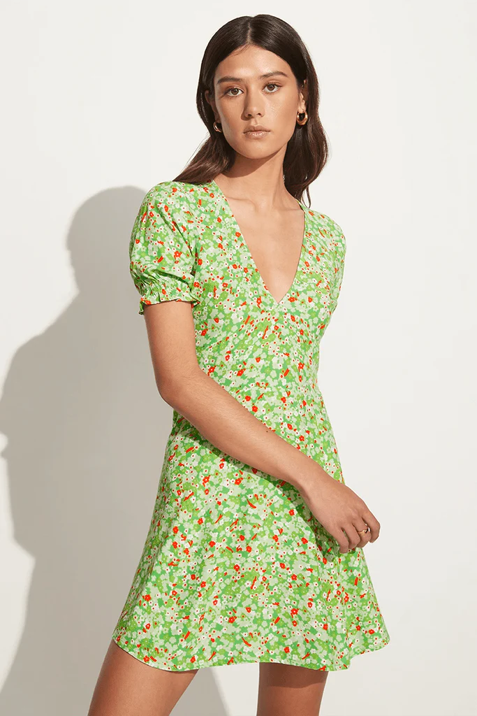 La Belle Mini Dress - Lou Floral Print Green