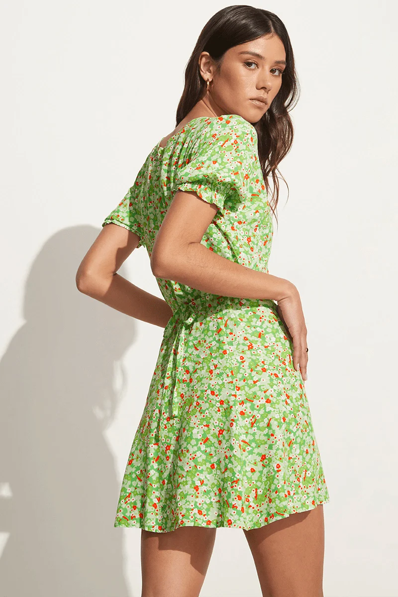 La Belle Mini Dress - Lou Floral Print Green