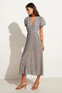 Bellavista Midi Dress - Mohina Floral Print-Blue