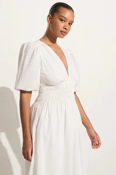 Agnata Midi Dress - Mar White