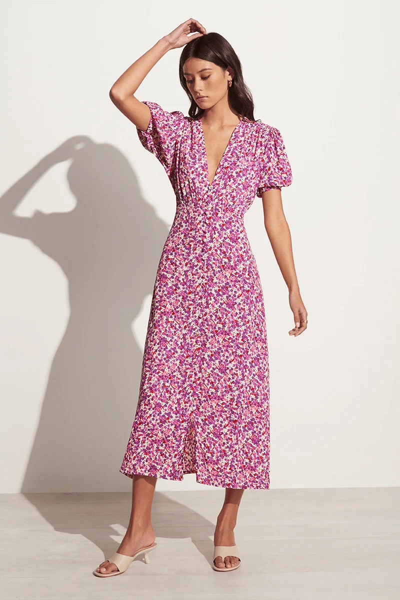 Bellavista Midi Dress - Lou Floral Print Violet