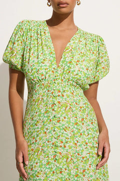 Bellavista Midi Dress - Lou Floral Print Green