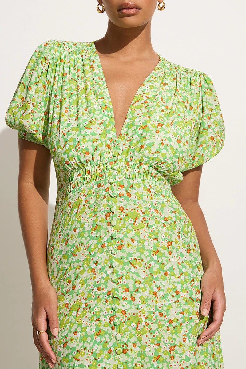 Bellavista Midi Dress - Lou Floral Print Green