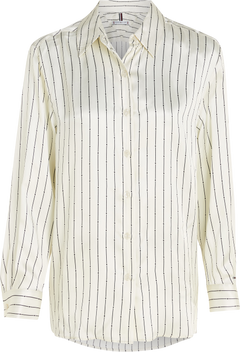 Satin Striped Fluid Shirt Ls - Mini Argyle Stp/Ancient White
