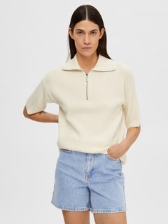 Agnes 2/4 Half Zip Knit EX - Birch