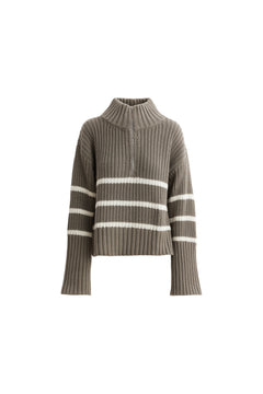 Sissel Stripe Zip Knit - Army