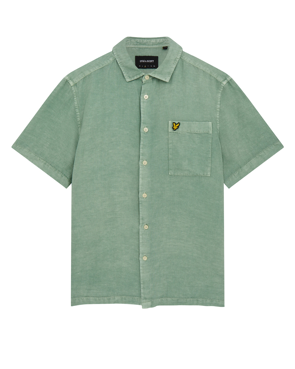 SS Washed Oxford Linen Shirt - Green Glaze
