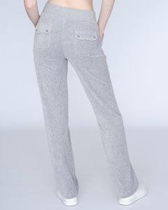 Del Ray Classic Velour Pant Pocket - Silver Marl