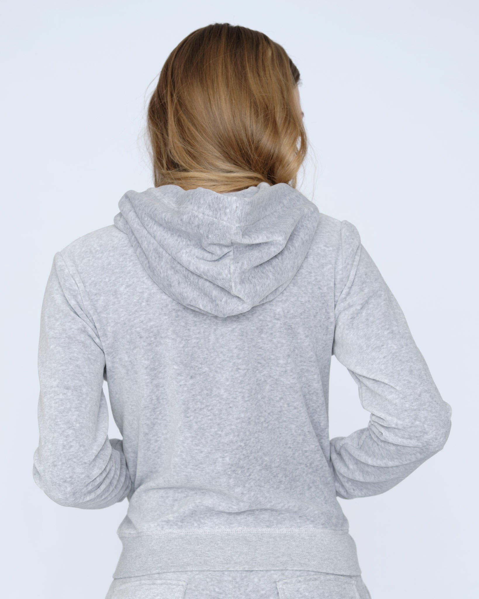 Robertson Classic Velour Zip Hoodie - Silver Marl