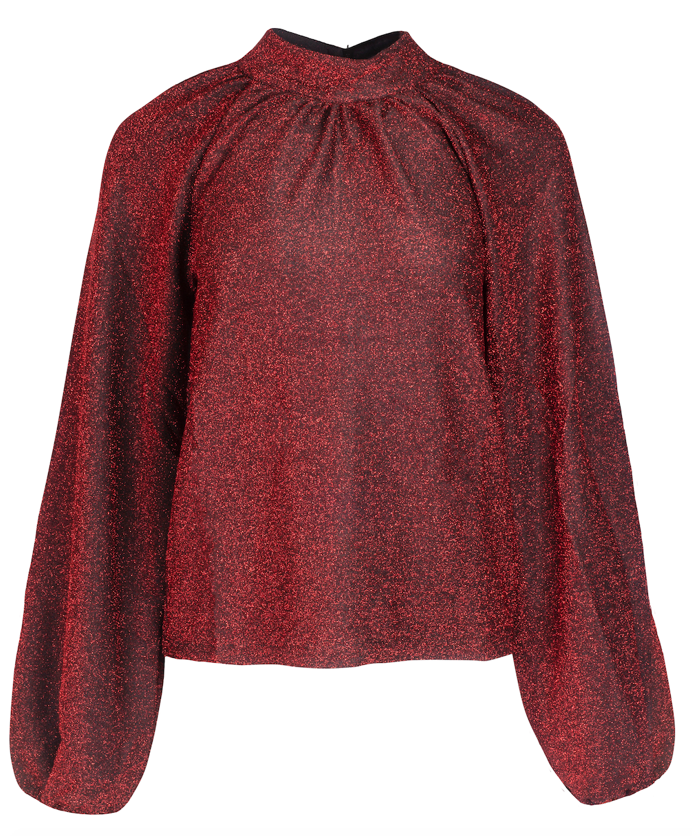 Glitter High Neck Sweater - Red - NA-KD - T-skjorter & Topper - VILLOID.no
