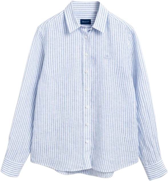 Linen Chambray Stripe Shirt - Pacific Blue