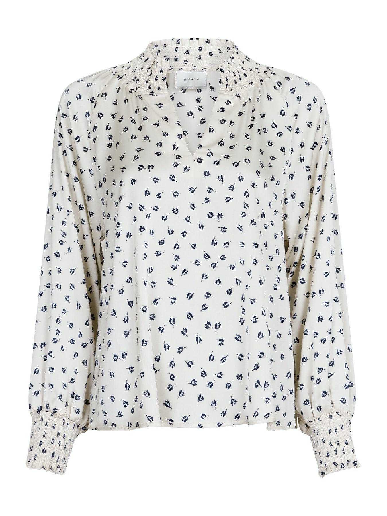 Stone Drapy Flower Blouse - Off White