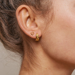 Organic Heart Studs - Gold