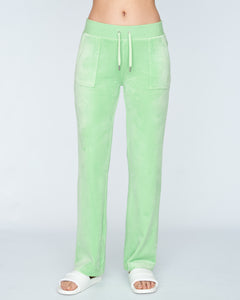 Del Ray Classic Velour Pant Pocket - Summer Green