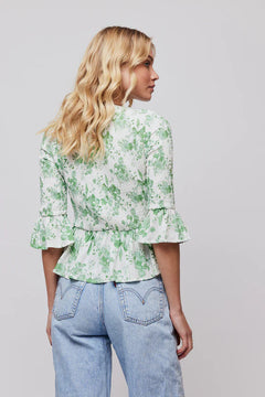 Paola Blouse - Green Flower