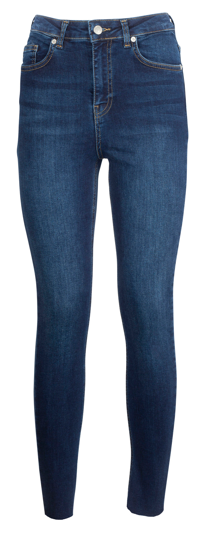 Skinny High Waist Raw Hem Jeans - Dark Blue - NA-KD - Bukser & Shorts - VILLOID.no