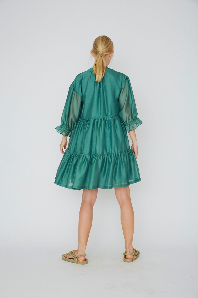 Enola Ruffle Dress - Dusty Green - Designers Remix - Kjoler - VILLOID.no