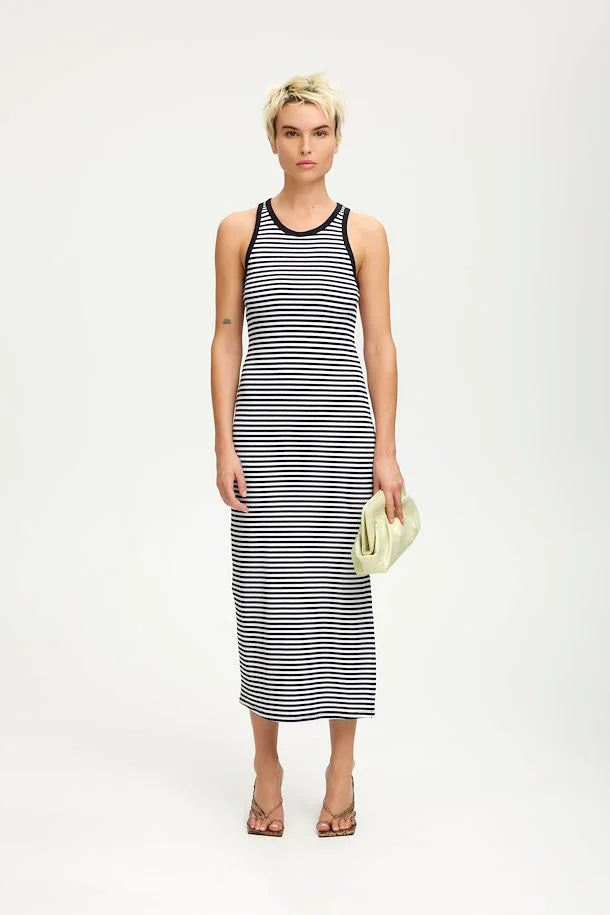 DrewGZ Striped SL Long Dress - Black/White Stripe