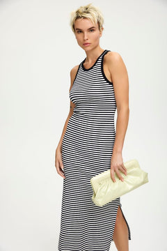 DrewGZ Striped SL Long Dress - Black/White Stripe