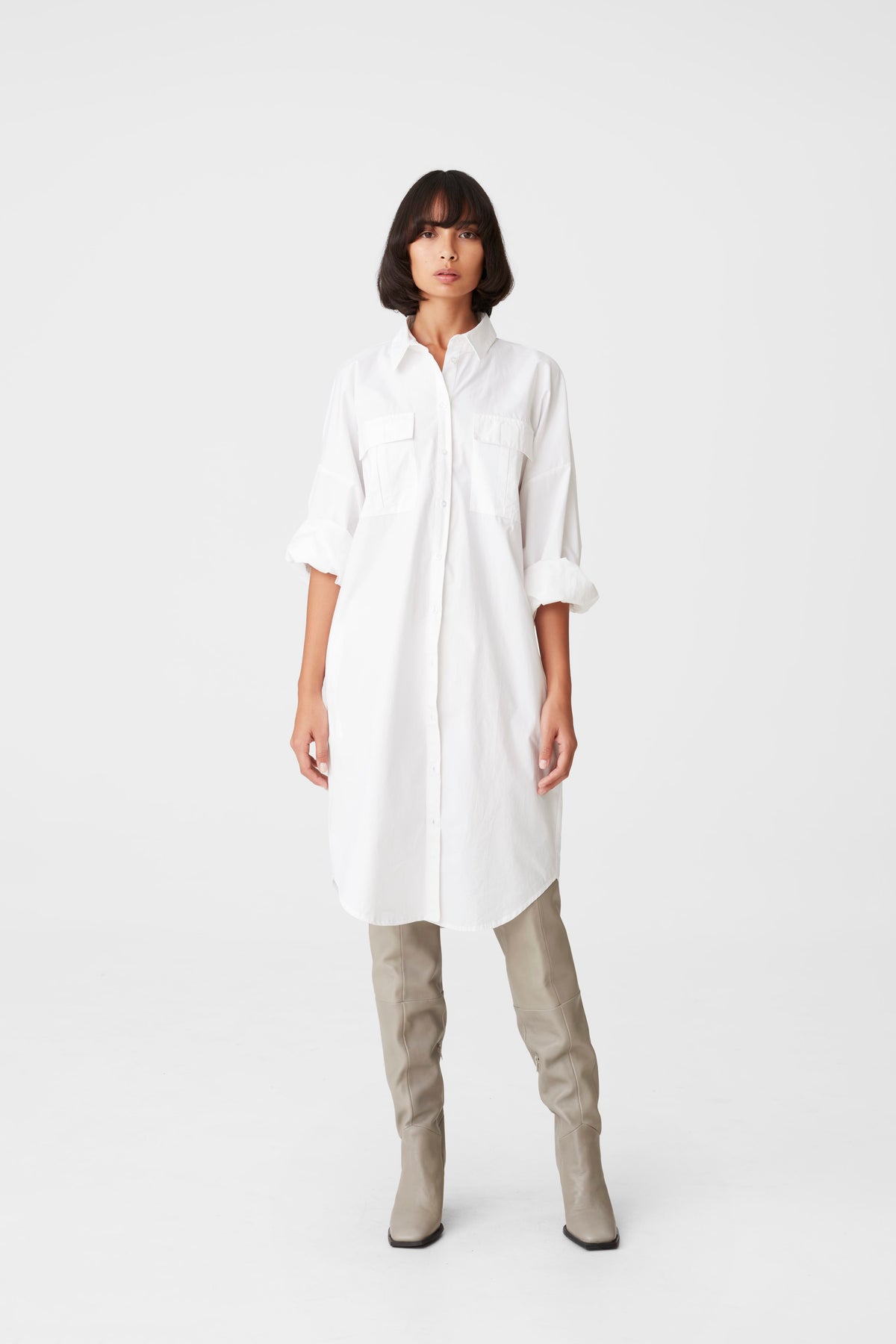 HalioGZ OZ Shirt Dress - Bright White