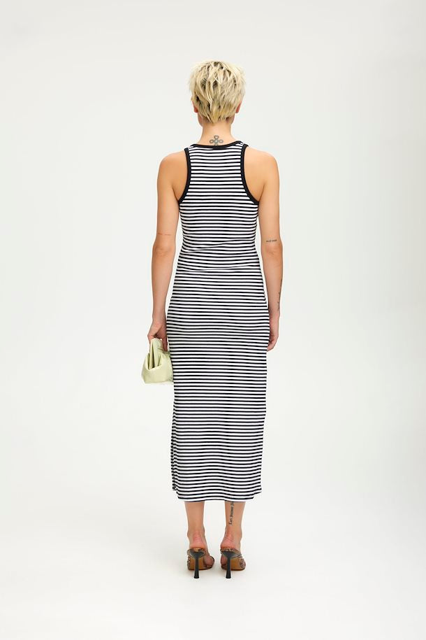 DrewGZ Striped SL Long Dress - Black/White Stripe