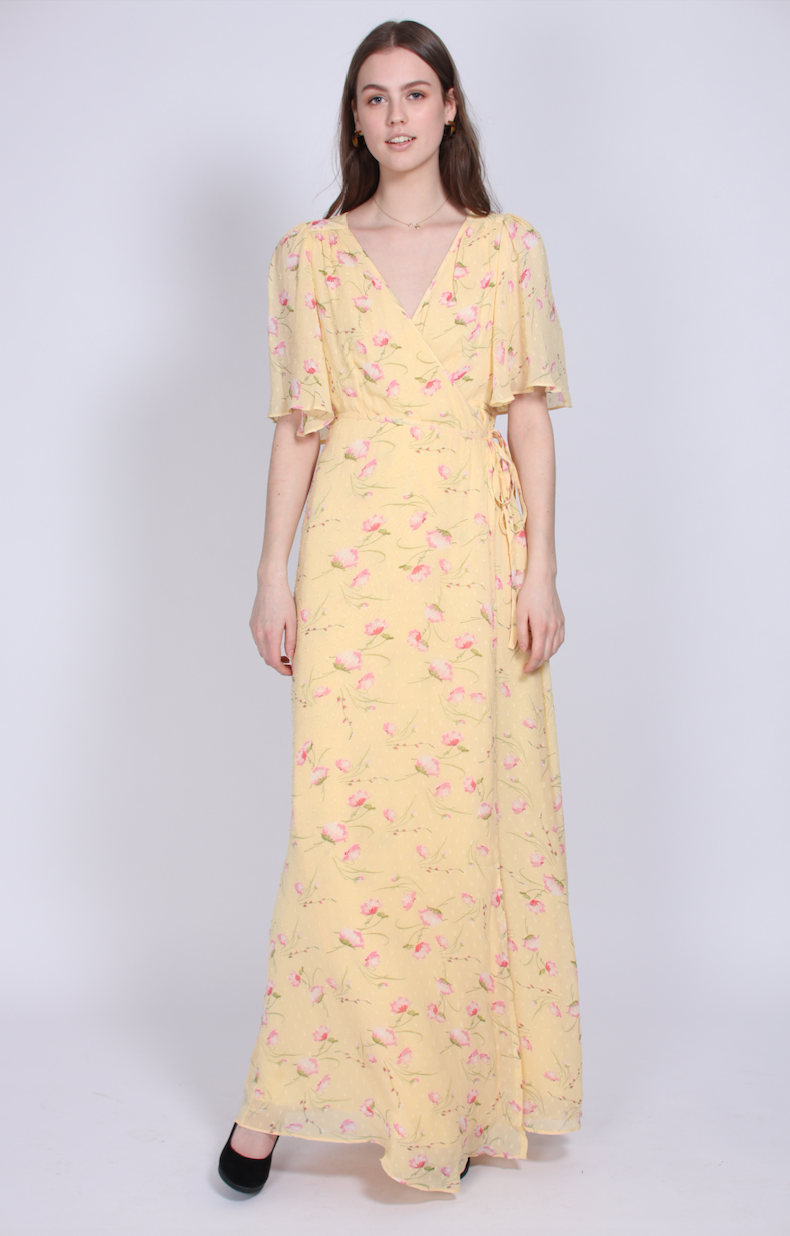 Delicate Semi Wrap Dress - Yellow Poppy - ByTimo - Kjoler - VILLOID.no
