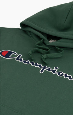 Script Logo Embroidery Fleece Hoodie - Forest Green