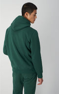 Script Logo Embroidery Fleece Hoodie - Forest Green