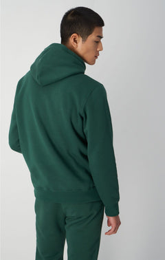 Script Logo Embroidery Fleece Hoodie - Forest Green
