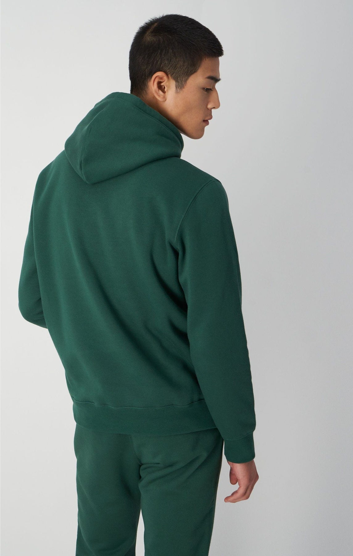Script Logo Embroidery Fleece Hoodie - Forest Green