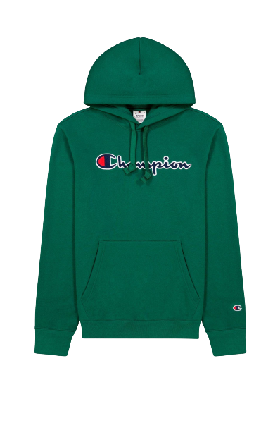 Script Logo Embroidery Fleece Hoodie - Forest Green