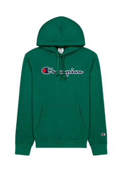 Script Logo Embroidery Fleece Hoodie - Forest Green