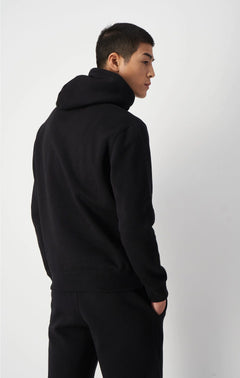 Script Logo Embroidery Fleece Hoodie - Black