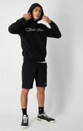 Script Logo Embroidery Fleece Hoodie - Black
