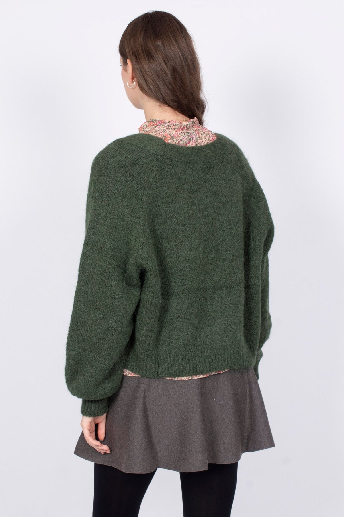 Hairy Knit Cardigan - Green - ByTimo - Gensere - VILLOID.no