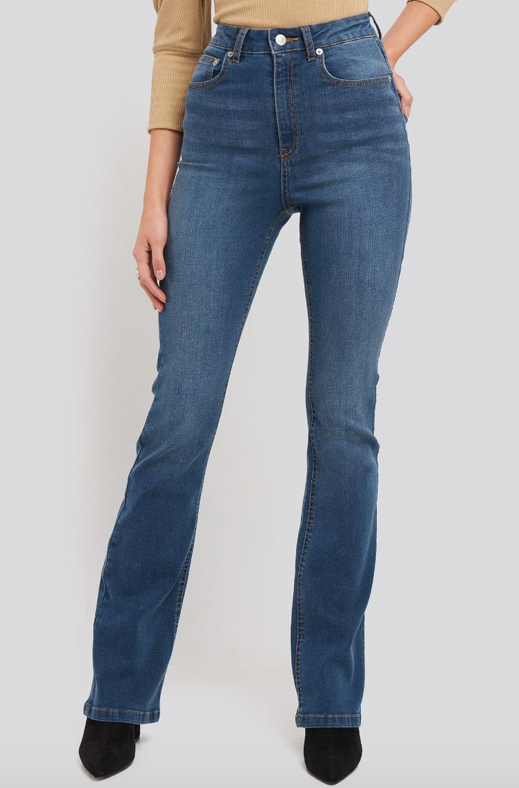 Skinny Bootcut Jeans - Mid Blue - NA-KD - Bukser & Shorts - VILLOID.no