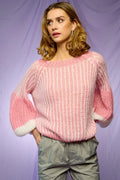Liana Knit Sweater - White/Rose