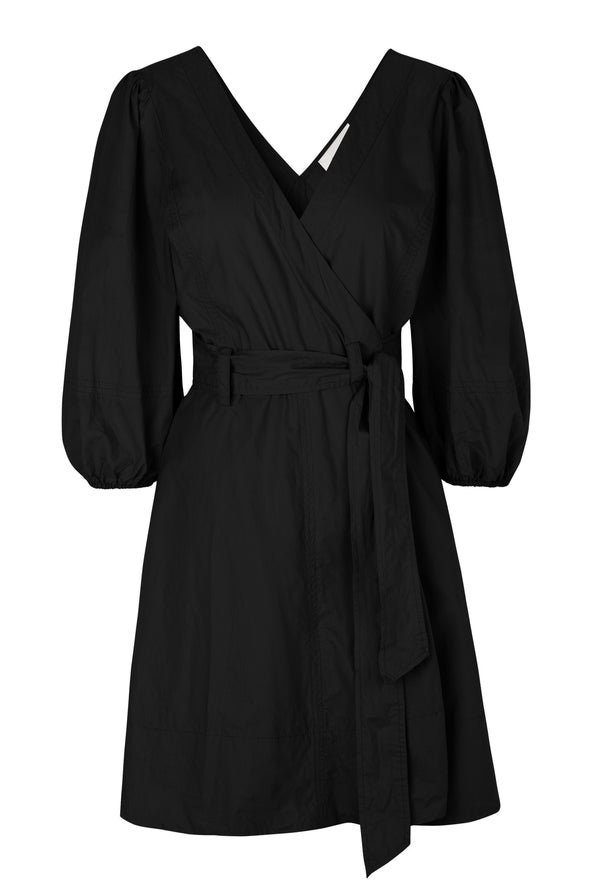 Phoebe Wrap Short Dress - Black - Second Female - Kjoler - VILLOID.no