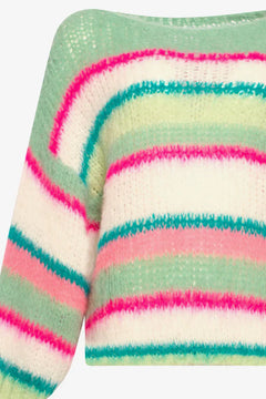 Ella Knit Sweater - Green/Pink/White Mix