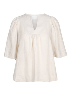 Ellie Linen Top - Beige