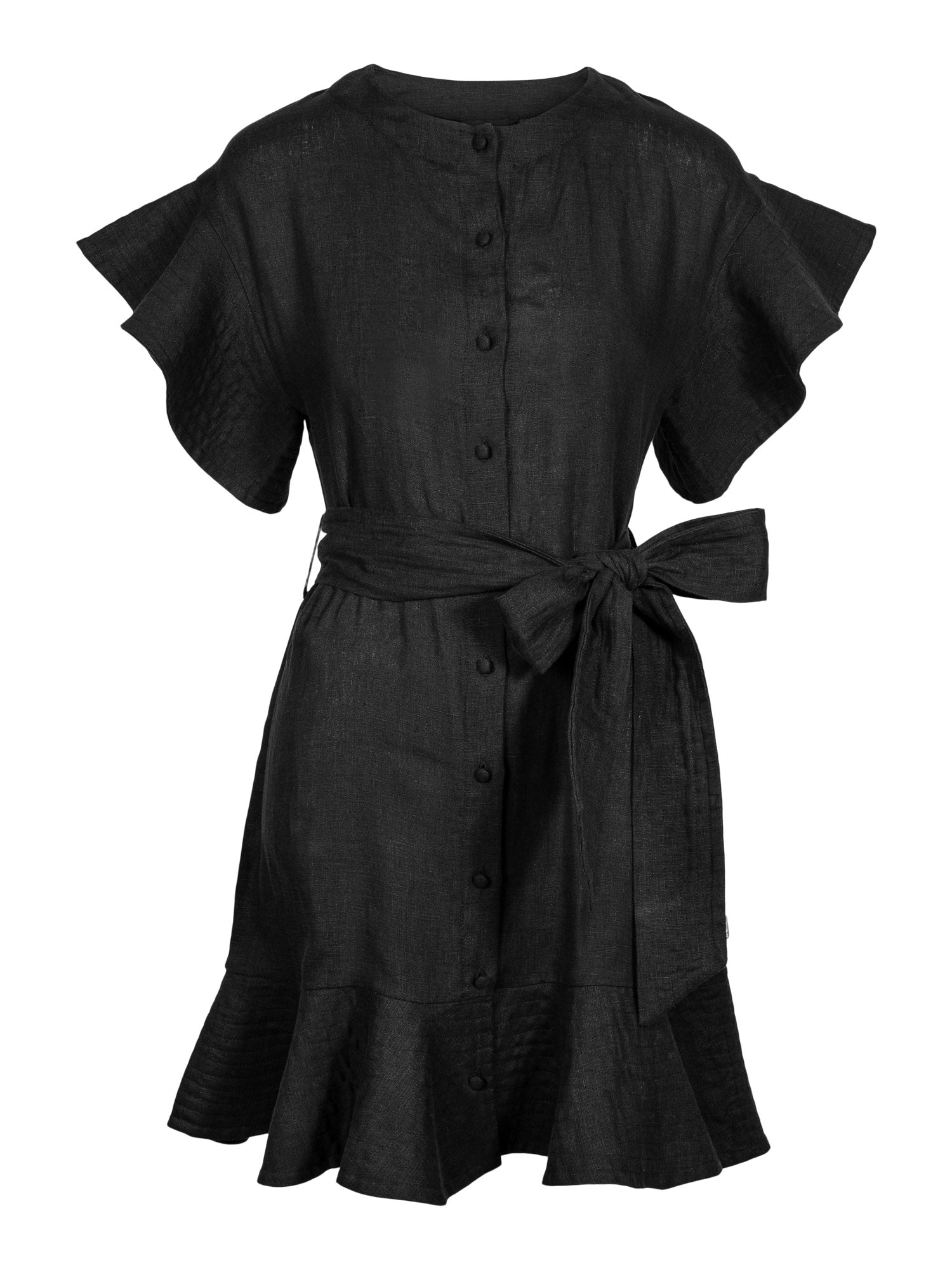 Fia Linen Dress - Black