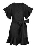 Fia Linen Dress - Black