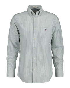Reg Oxford Banker Stripe Shirt - Forest Green